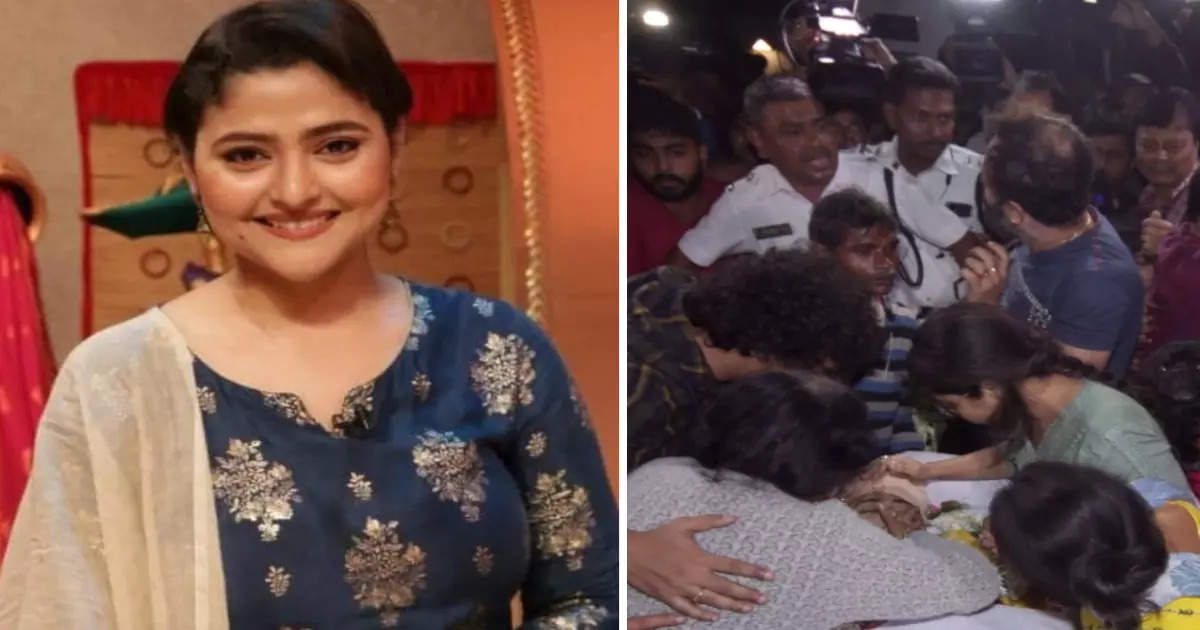 Aindrila Sharma’s family and boyfriend Sabyasachi Chowdhury bid tearful adieu to the late actress, artists and fans gather around for cremation