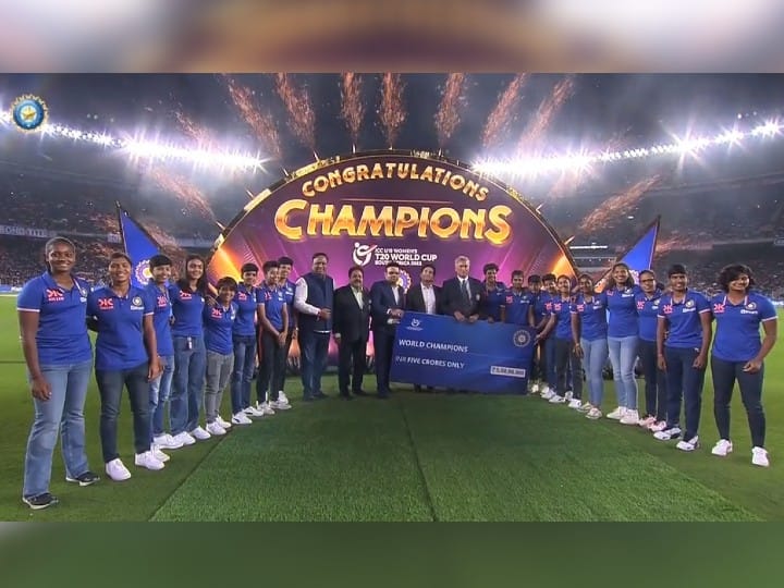 BCCI Honours World Cup Winning India U19 Women's Team At Narendra Modi Stadium With A Cheque Of INR 5 Crore