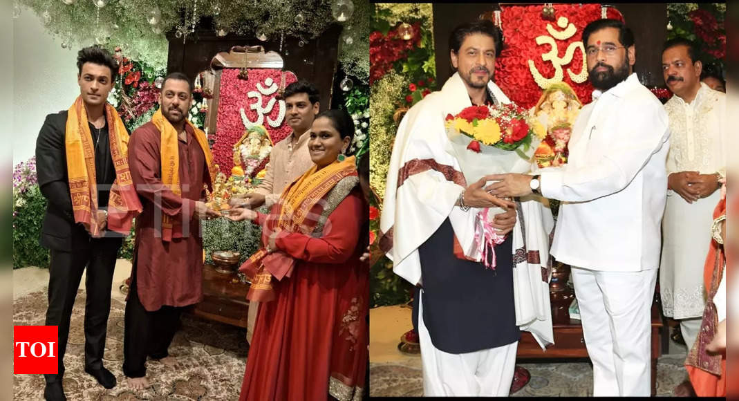 Shah Rukh Khan, Salman Khan Asha Bhosle, Bhumi Pednekar, Pooja Hegde: Celebs at Maharashtra Chief Minister Eknath Shinde's house for Ganpati darshan - Pics inside | Hindi Movie News