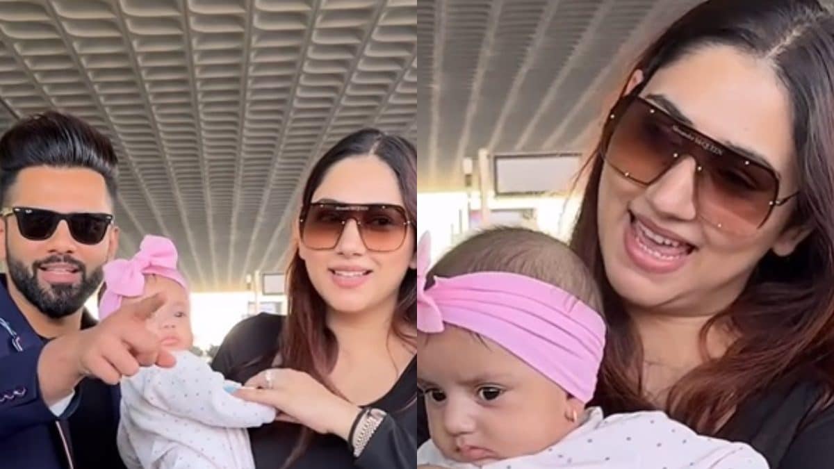 Rahul Vaidya, Disha Parmar Reveal Their Daughter Navya’s Face, Get Papped At Airport; Watch