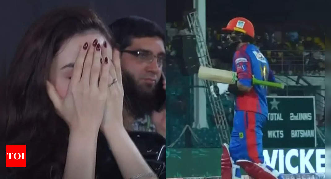 Watch: Sana Javed's devastated reaction goes viral after Shoaib Malik gets knocked over during PSL match | Cricket News