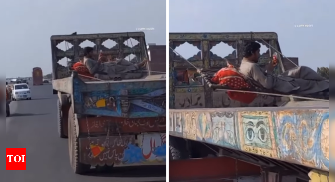 Hammock on wheels: Pakistani man’s relaxed truck ride on busy road goes viral